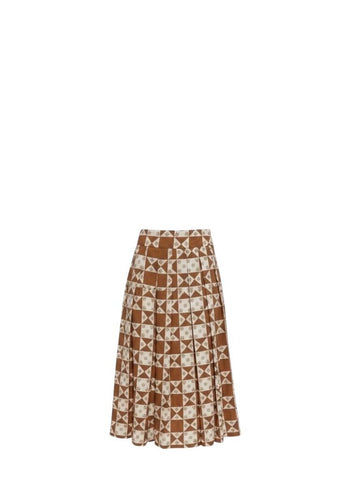 *NWT Lisa Says Gah Greta Bamboo Cotton Floral Quilt Pleated Side Zip Midi Skirt, Size S