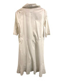 *Valentina Kova Poplin Elbow Sleeve Collared Split Neck Trapeze Midi Dress, Size S
