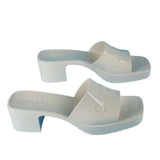 *Gucci Rubber Raised Logo 2.5" Block Heel Platform Sandals, Size 40