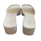 *Gucci Rubber Raised Logo 2.5" Block Heel Platform Sandals, Size 40