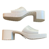 *Gucci Rubber Raised Logo 2.5" Block Heel Platform Sandals, Size 40