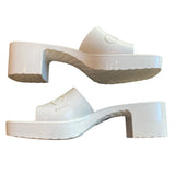 *Gucci Rubber Raised Logo 2.5" Block Heel Platform Sandals, Size 40