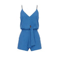 *Vix Paula Hermanny Nora Linen Blend Cami V-Neck Tie-Front Romper, Size L