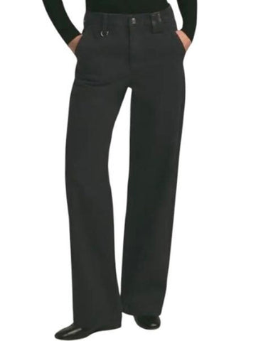 *Favorite Daughter The Taylor Denim Faux Leather Trim Wide Leg Trousers Pants, Size 29 (8)