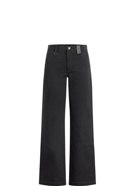 *Favorite Daughter The Taylor Denim Faux Leather Trim Wide Leg Trousers Pants, Size 29 (8)