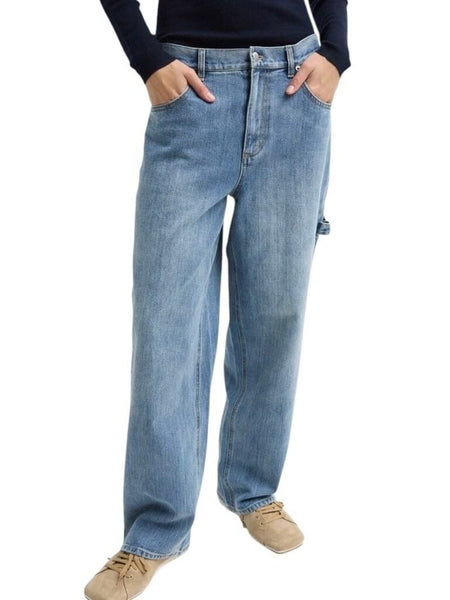 ^Tibi Spring Denim Slouchy Carpenter Cargo Cropped Jeans, Size 27 (4)