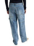 ^Tibi Spring Denim Slouchy Carpenter Cargo Cropped Jeans, Size 27 (4)