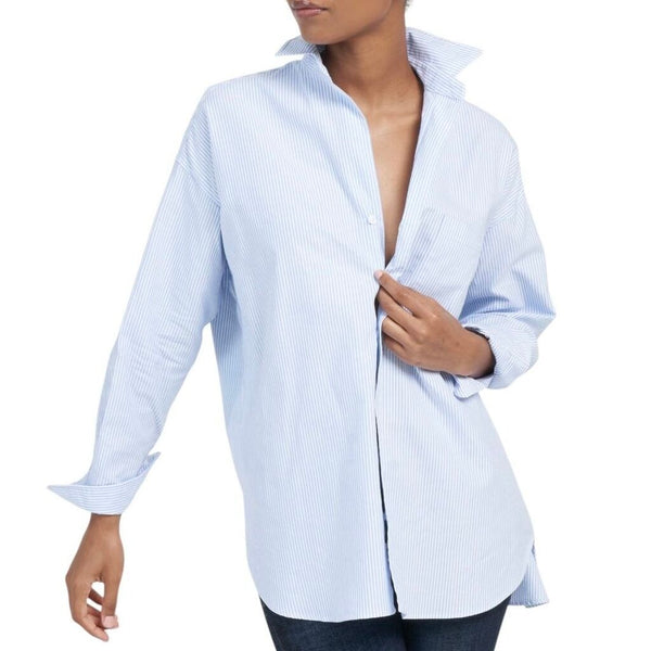 ^Frank & Eileen Shirley Oversized Fit Cotton Stripe Long Sleeve Button-Up Shirt, Size M