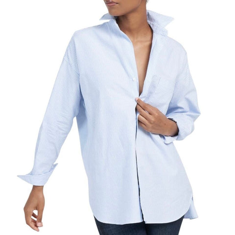 ^Frank & Eileen Shirley Oversized Fit Cotton Stripe Long Sleeve Button-Up Shirt, Size M