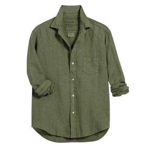 *Frank & Eileen Eileen Relaxed Fit Linen Solid Long Sleeve Collared V-Neck Button-Up Shirt, Size M