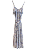 *Paige Tevin Linen Blend Daisy Floral Tank Ruffled Tie Waist Maxi Dress, Size S