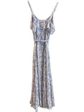 *Paige Tevin Linen Blend Daisy Floral Tank Ruffled Tie Waist Maxi Dress, Size S