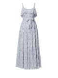 *Paige Tevin Linen Blend Daisy Floral Tank Ruffled Tie Waist Maxi Dress, Size S