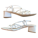 *Paige Gianna Leather Strappy Knotted Slingback 2" Block Heel Sandals, Size 8