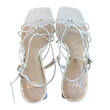 *Paige Gianna Leather Strappy Knotted Slingback 2" Block Heel Sandals, Size 8