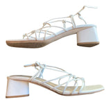 *Paige Gianna Leather Strappy Knotted Slingback 2" Block Heel Sandals, Size 8