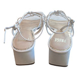 *Paige Gianna Leather Strappy Knotted Slingback 2" Block Heel Sandals, Size 8