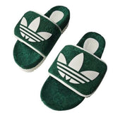 *NWT Gucci x Adidas GG Logo Cotton Terry Velcro Platform Slide Sandals w/Box, Size 37