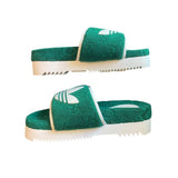 *NWT Gucci x Adidas GG Logo Cotton Terry Velcro Platform Slide Sandals w/Box, Size 37