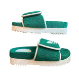 *NWT Gucci x Adidas GG Logo Cotton Terry Velcro Platform Slide Sandals w/Box, Size 37