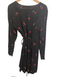 *NWT Rails Lola Cerise Cherries Long Sleeve Surplice V-Neck Tie Wrap Mini Dress, Size L