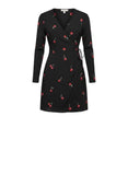 *NWT Rails Lola Cerise Cherries Long Sleeve Surplice V-Neck Tie Wrap Mini Dress, Size L