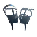 *AS IS - Saint Laurent 105mm Tribute T-Strap Leather Slingback Platform Stiletto Sandals, Size 40