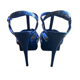 *Saint Laurent 105mm Tribute T-Strap Leather Slingback Platform Stiletto Sandals, Size 40