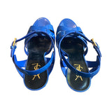 *Saint Laurent 105mm Tribute T-Strap Leather Slingback Platform Stiletto Sandals, Size 40