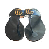 *Gucci Lifford Double GG Marmont Logo Leather T-Strap Thong Flat Sandals w/Box, Size 40
