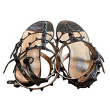 *AS IS- Valentino Garavani Rockstud Leather Caged T-Bar Thong Flat Slide Sandals, Size 40