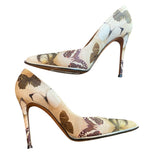 *Givenchy Lia Printed Leather Butterflies Pointed Toe 10cm Stiletto Heel Pump, Size 39.5