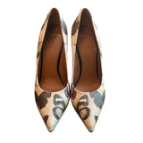 *Givenchy Lia Printed Leather Butterflies Pointed Toe 10cm Stiletto Heel Pump, Size 39.5