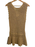 *Melissa Odabash Rosie Crochet Open Knit Sleeveless Button-Neck Drop Waist Cover Up Mini Dress, Size M