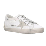 *Golden Goose Superstar Leather Silver Heel Cap Suede Star Low-Top Sneakers, Size 40