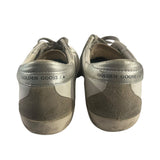 *Golden Goose Superstar Leather Silver Heel Cap Suede Star Low-Top Sneakers, Size 40