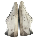*Golden Goose Superstar Leather Silver Heel Cap Suede Star Low-Top Sneakers, Size 40