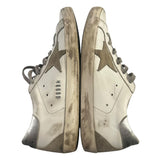 *Golden Goose Superstar Leather Silver Heel Cap Suede Star Low-Top Sneakers, Size 40