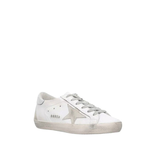 *Golden Goose Superstar Leather Silver Heel Cap Suede Star Low-Top Sneakers, Size 40
