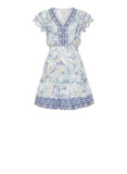 *Poupette St. Barth Camila Floral Flutter Sleeve V-Neck Tiered Mini Dress, Size Girls 12=XXS