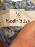 *Poupette St. Barth Sasha Geometric Flutter Sleeve Fringed V-Neck Trapeze Mini Dress, Size S