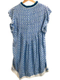*Poupette St. Barth Sasha Geometric Flutter Sleeve Fringed V-Neck Trapeze Mini Dress, Size S