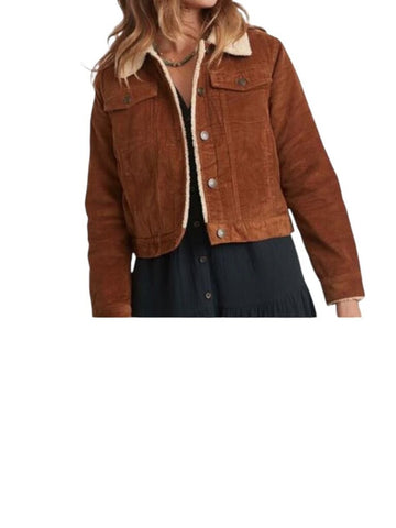 ^Marine Layer Sanders Cotton Corduroy Sherpa Lining Stud Fastened Trucker Jacket, Size S