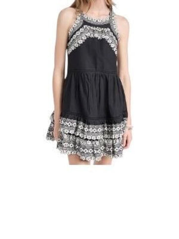 *Sea NY Amina Embroidery Tank Slub Cotton Sleeveless Square Neck Mini Dress, Size S