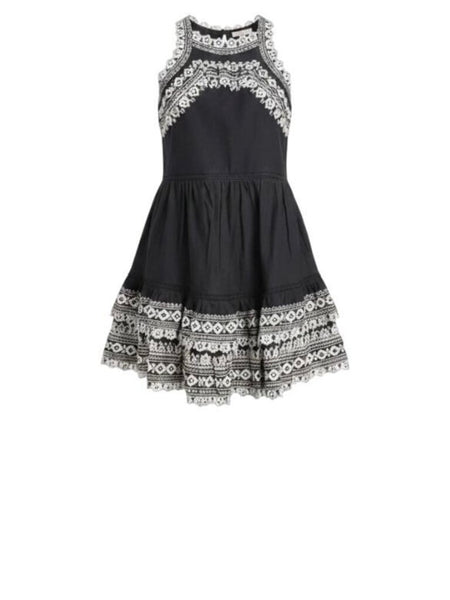 *Sea NY Amina Embroidery Tank Slub Cotton Sleeveless Square Neck Mini Dress, Size S