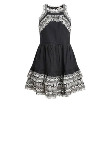 *Sea NY Amina Embroidery Tank Slub Cotton Sleeveless Square Neck Mini Dress, Size S
