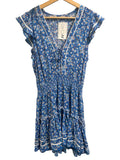 *Poupette St. Barth Anais Floral Flutter Sleeve V-Neck Lace Front Mini Dress, Size S