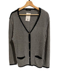 *Anine Bing Dave Knit Stripe Contrast Trim Crested Button Long Boyfriend Cardigan, Size S