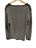*Anine Bing Dave Knit Stripe Contrast Trim Crested Button Long Boyfriend Cardigan, Size S