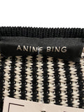 *Anine Bing Dave Knit Stripe Contrast Trim Crested Button Long Boyfriend Cardigan, Size S